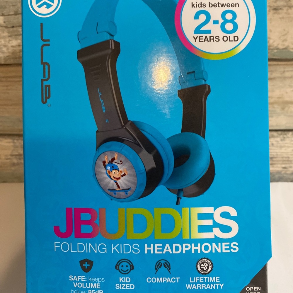 JLab JBuddies Folding Kids Wired Headphones with six 3D stickers